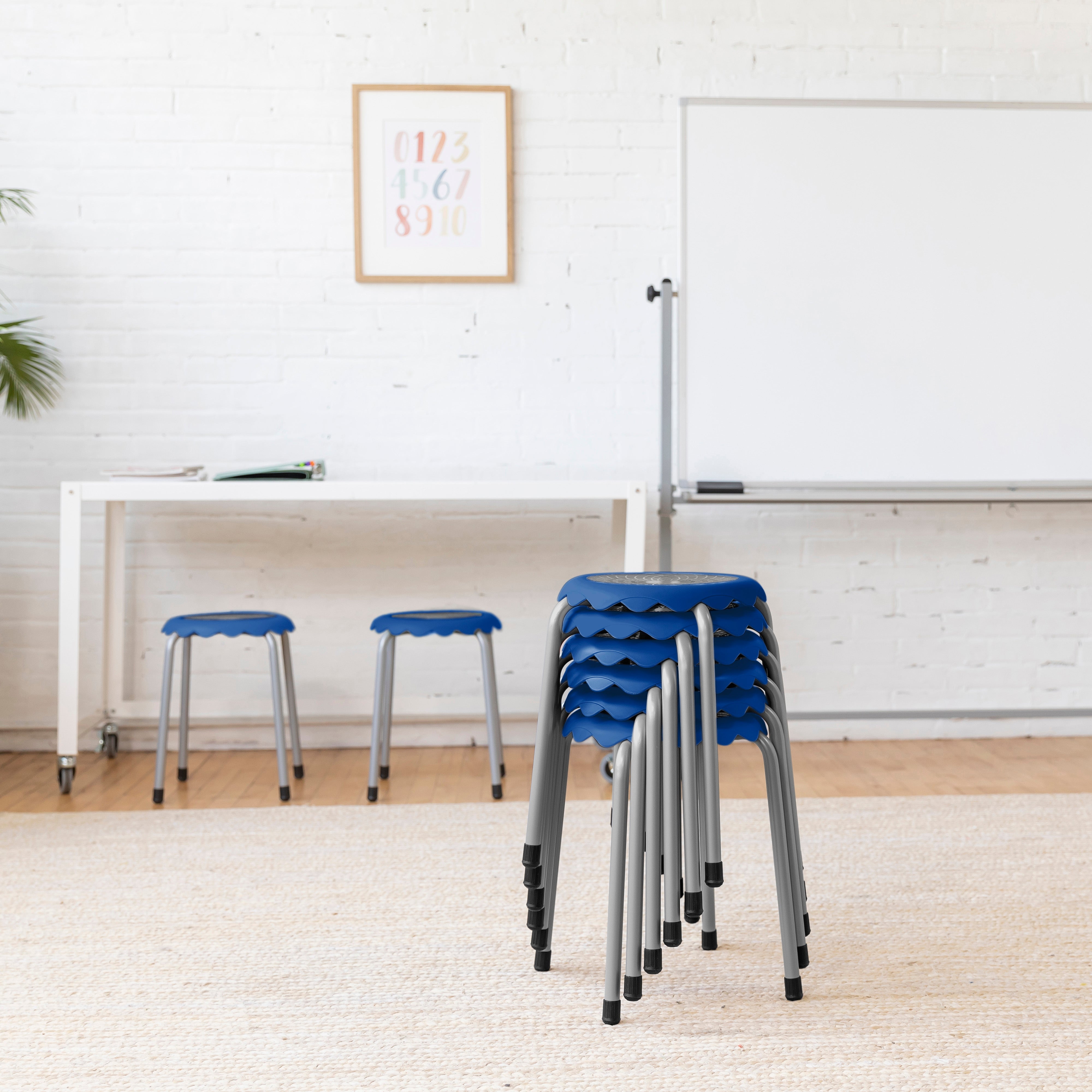 Daisy Stackable Stool with Glides Seating Set, 8-Piece