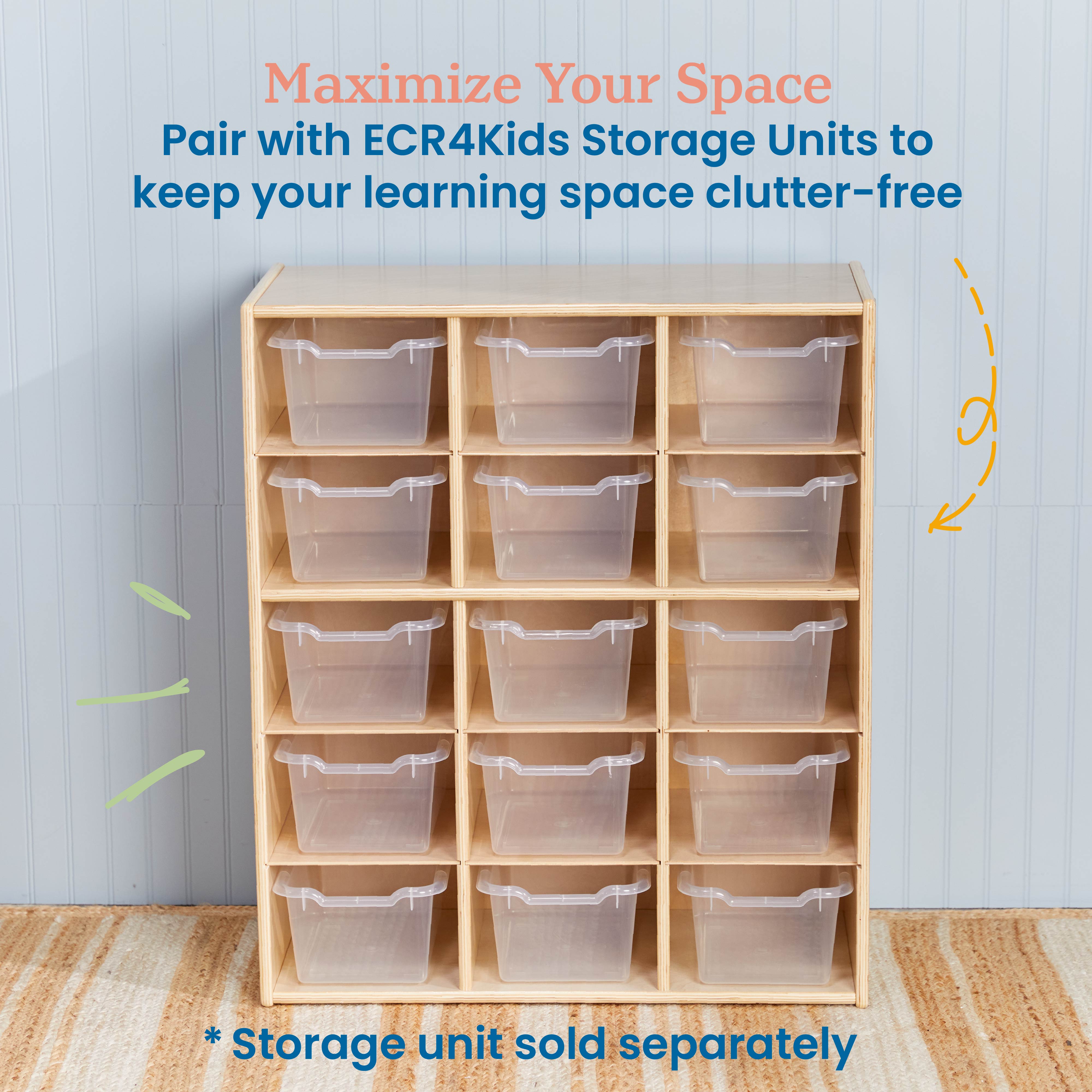 Scoop Front Plastic Storage Bins, 15-Piece