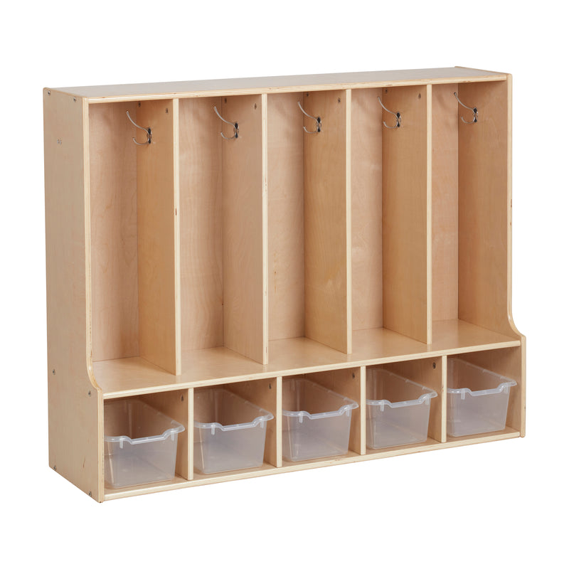 Streamline 5-Section Toddler Coat Locker with Bench and 5 Scoop Front Storage Bins