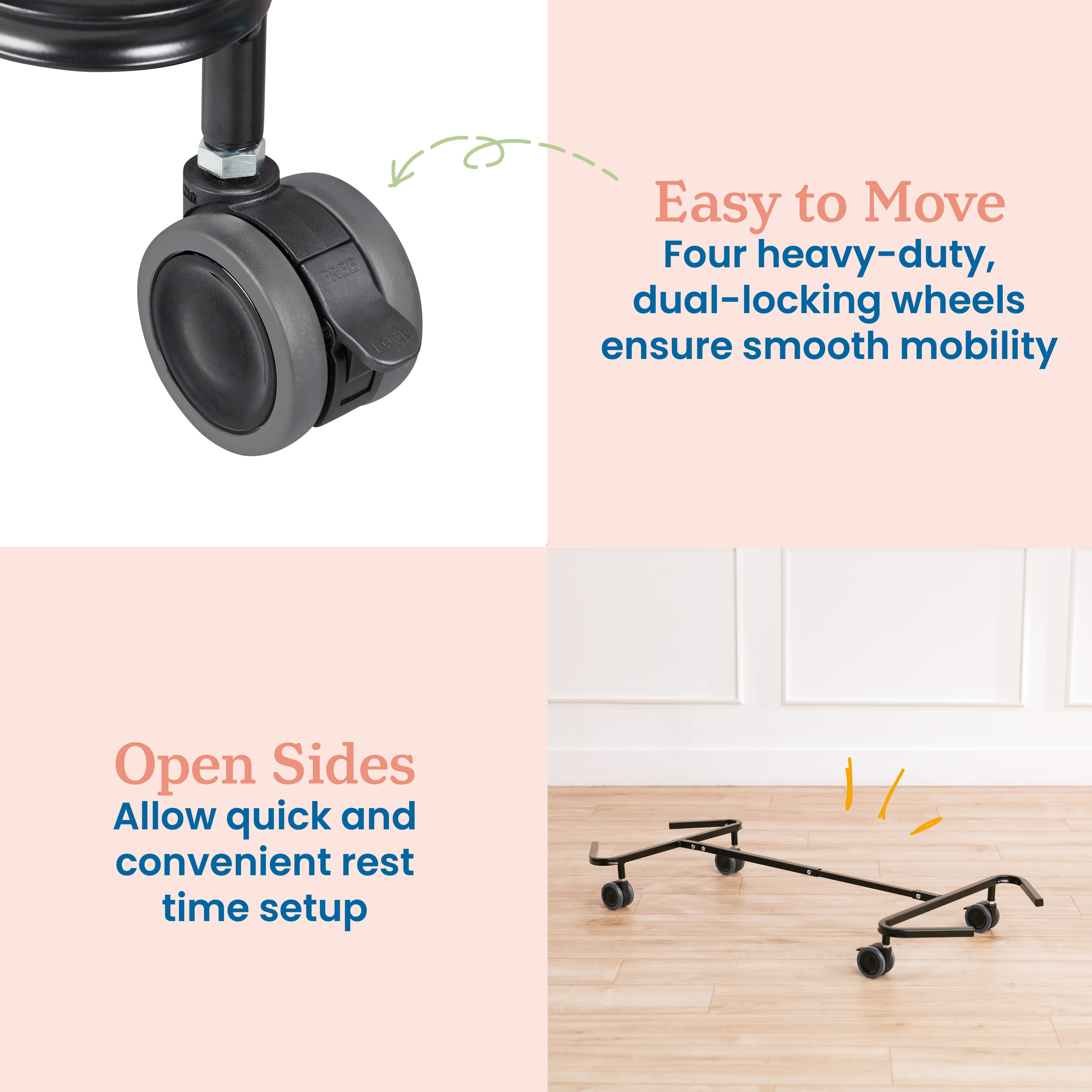 Stackable Kiddie Cots with Trolley, Assembled, Toddler, 5-Pack