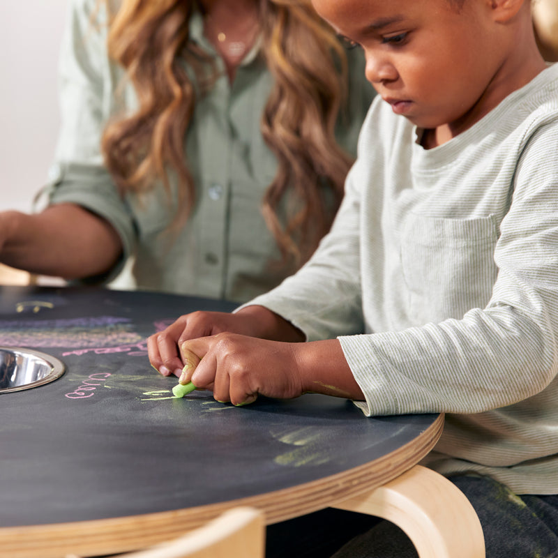 Bentwood Chalkboard Table and Curved Back Chair Set, 5-Piece