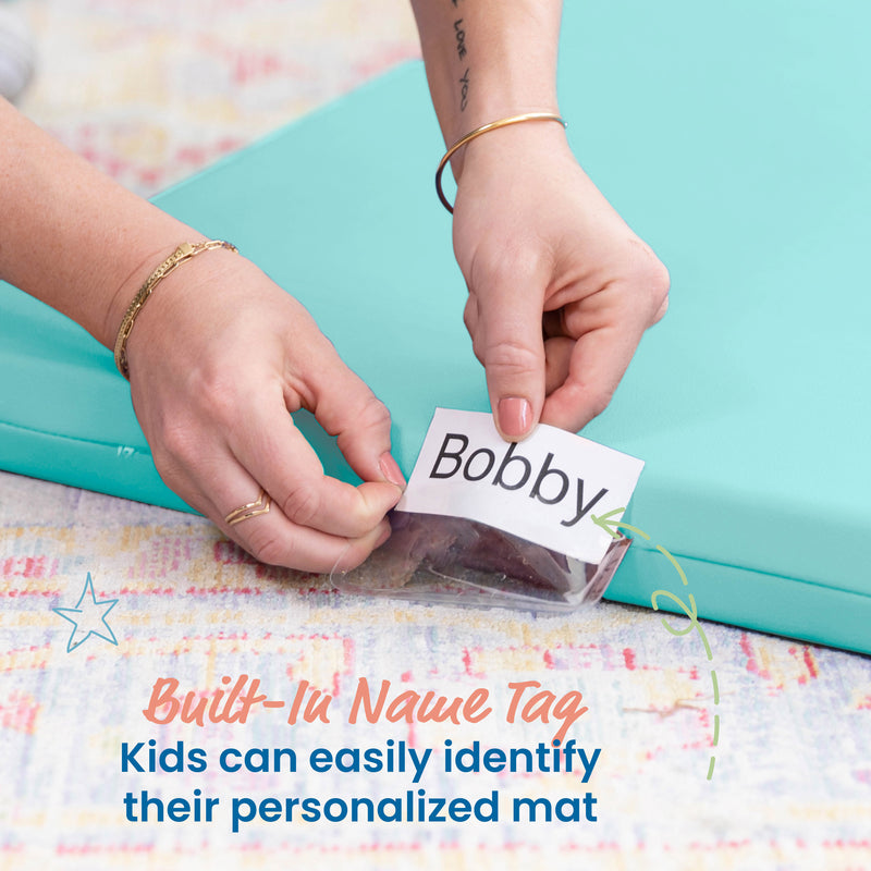 Rainbow Rest Nap Mats, Clear Name Tag Holder, 2in Thick - 5-Pack