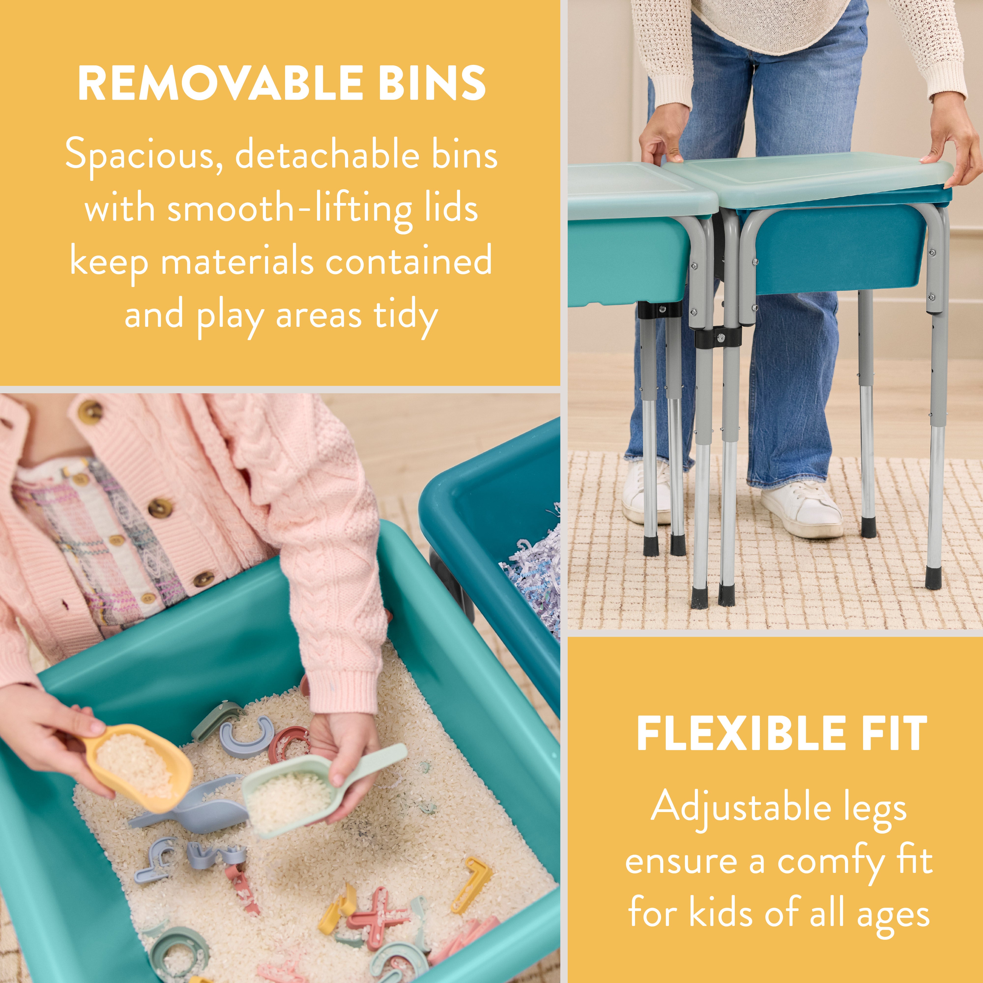 Adjustable Double Sensory Table with Lids
