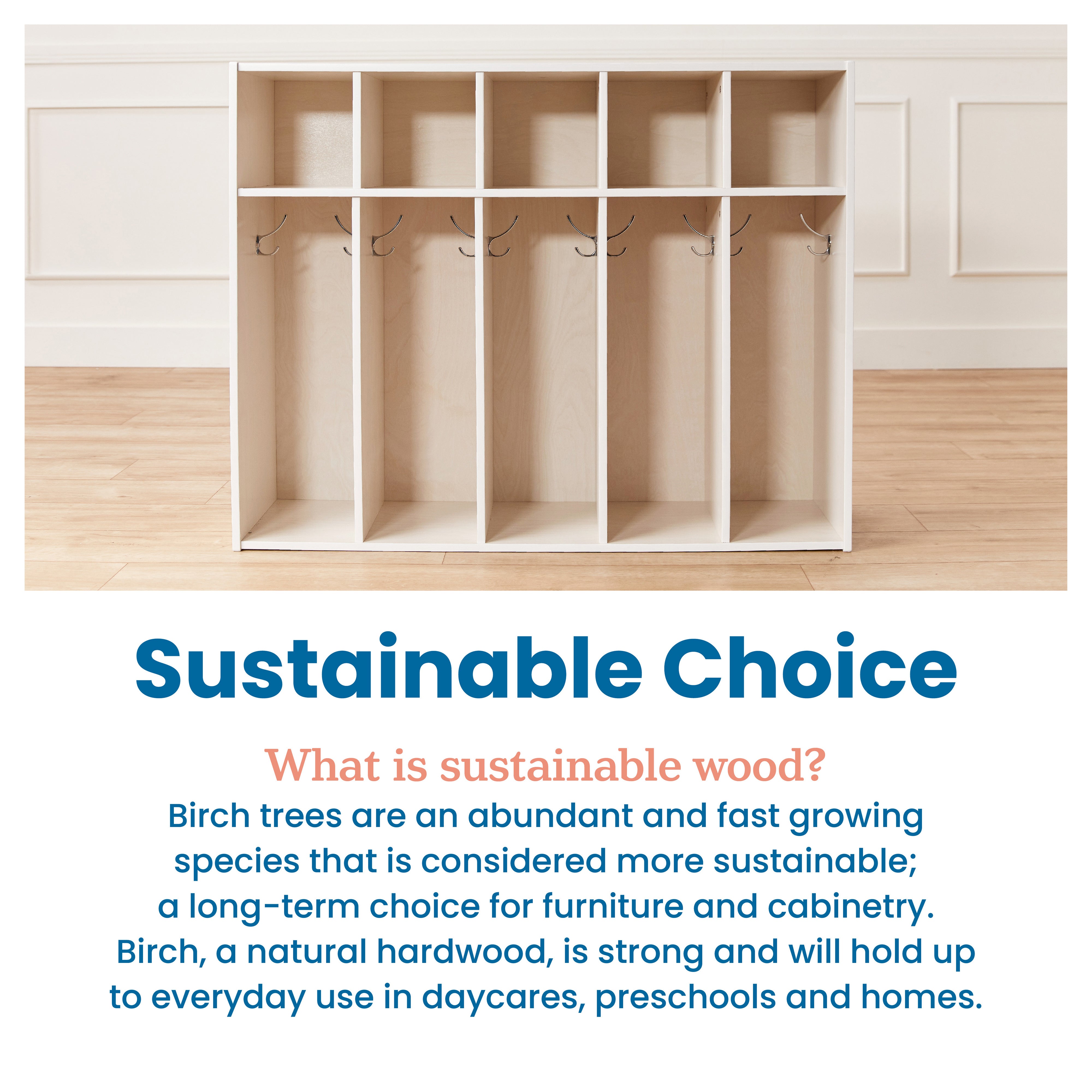 Streamline 5-Section Toddler Coat Locker with 5 Scoop Front Bins
