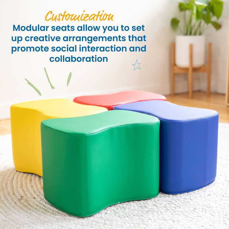 Toddler Modular Stool Set, Butterfly Shaped Foam Seats, 10in Seat Height, 4-Piece