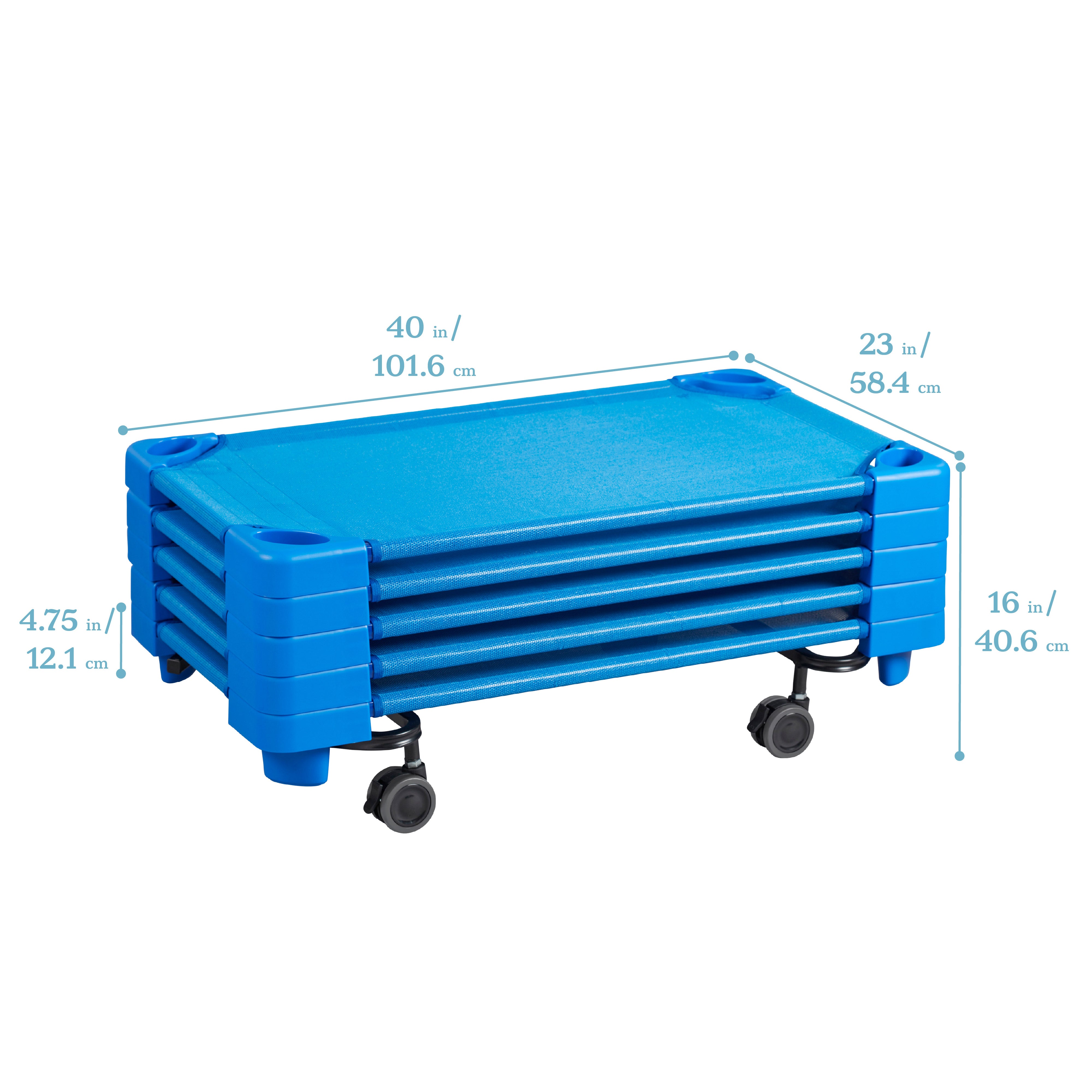 Stackable Kiddie Cots with Trolley, Assembled, Toddler, 5-Pack