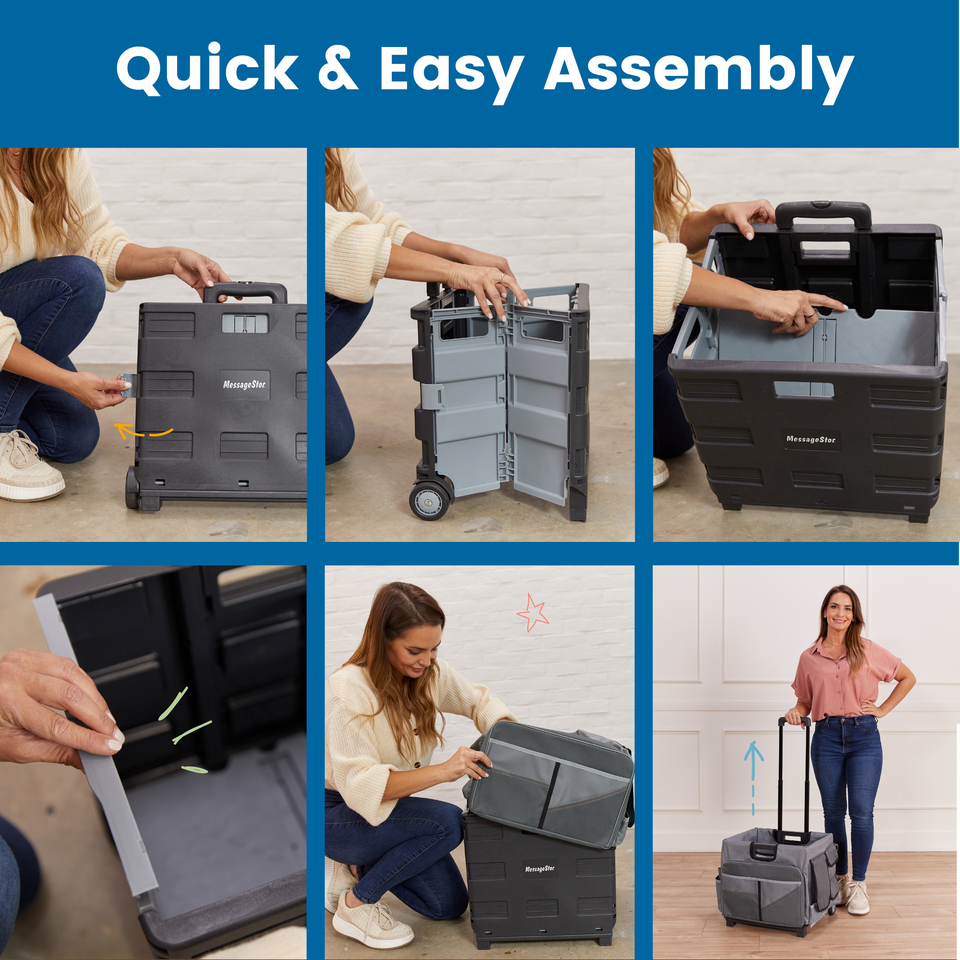Universal Rolling Cart with Canvas Organizer Bag, Mobile Storage