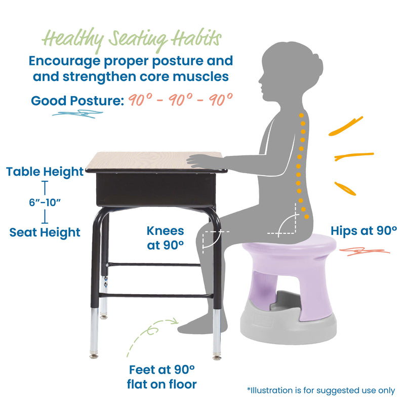 Storage Wobble Stool, Active Learning Chair, Flexible Seating, 15in Seat Height