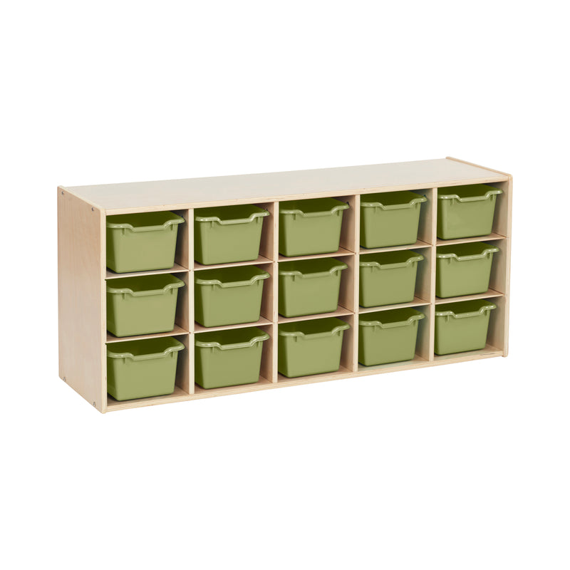 Streamline 15 Cubby Tray Cabinet with Scoop Front Storage Bins, 3x5