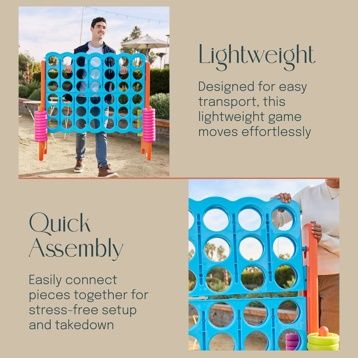 Giant 4-in-A-Row Indoor and Outdoor Yard Game Set, 3.8ft Tall