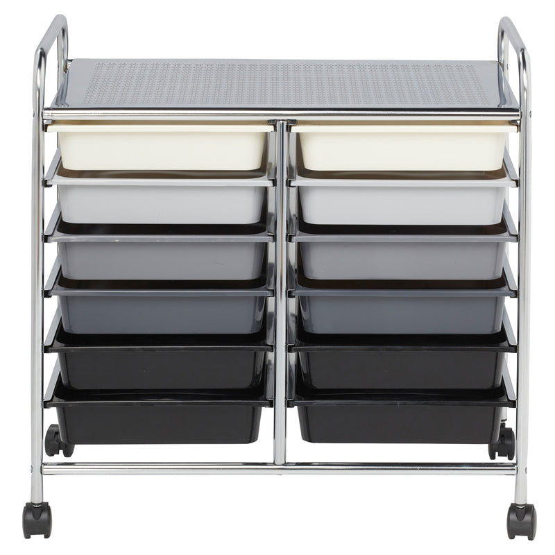12-Drawer Rolling Storage Cart with Locking Casters, Utility Bin Organizer