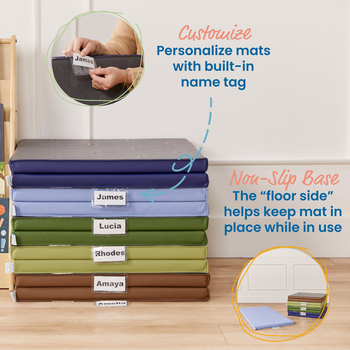 Rest Mat Cart with 25  Folding Rainbow Rest Mats