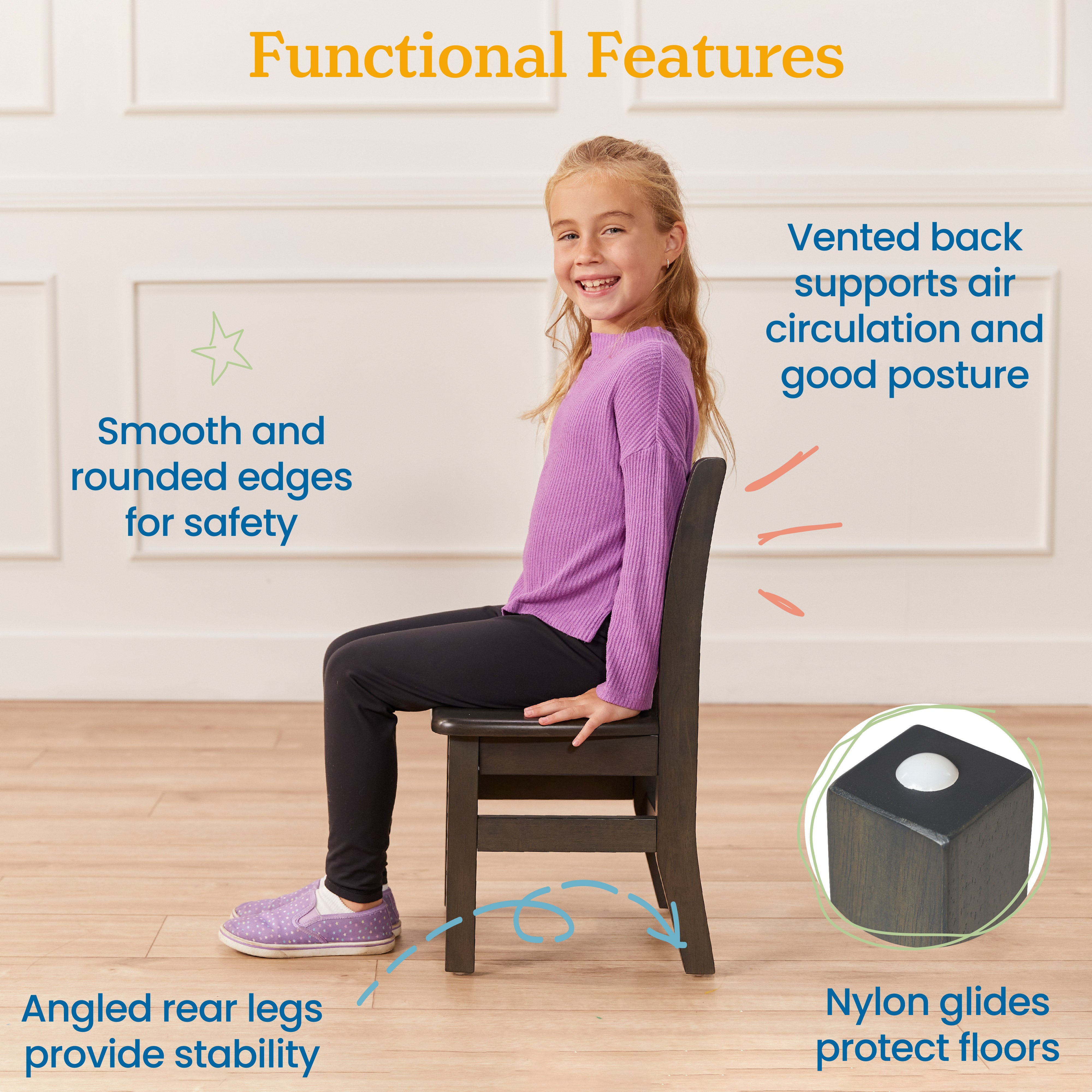 24in x 24in Hardwood Table and Chair Set, 12in Seat Height, 3-Piece