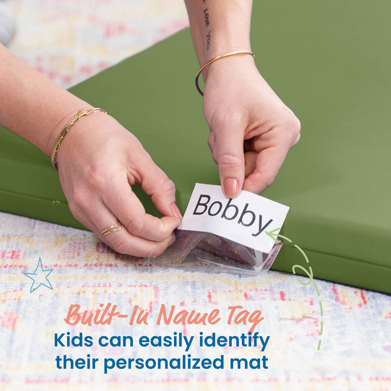 Rainbow Rest Nap Mats, Clear Name Tag Holder, 2in Thick - 5-Pack