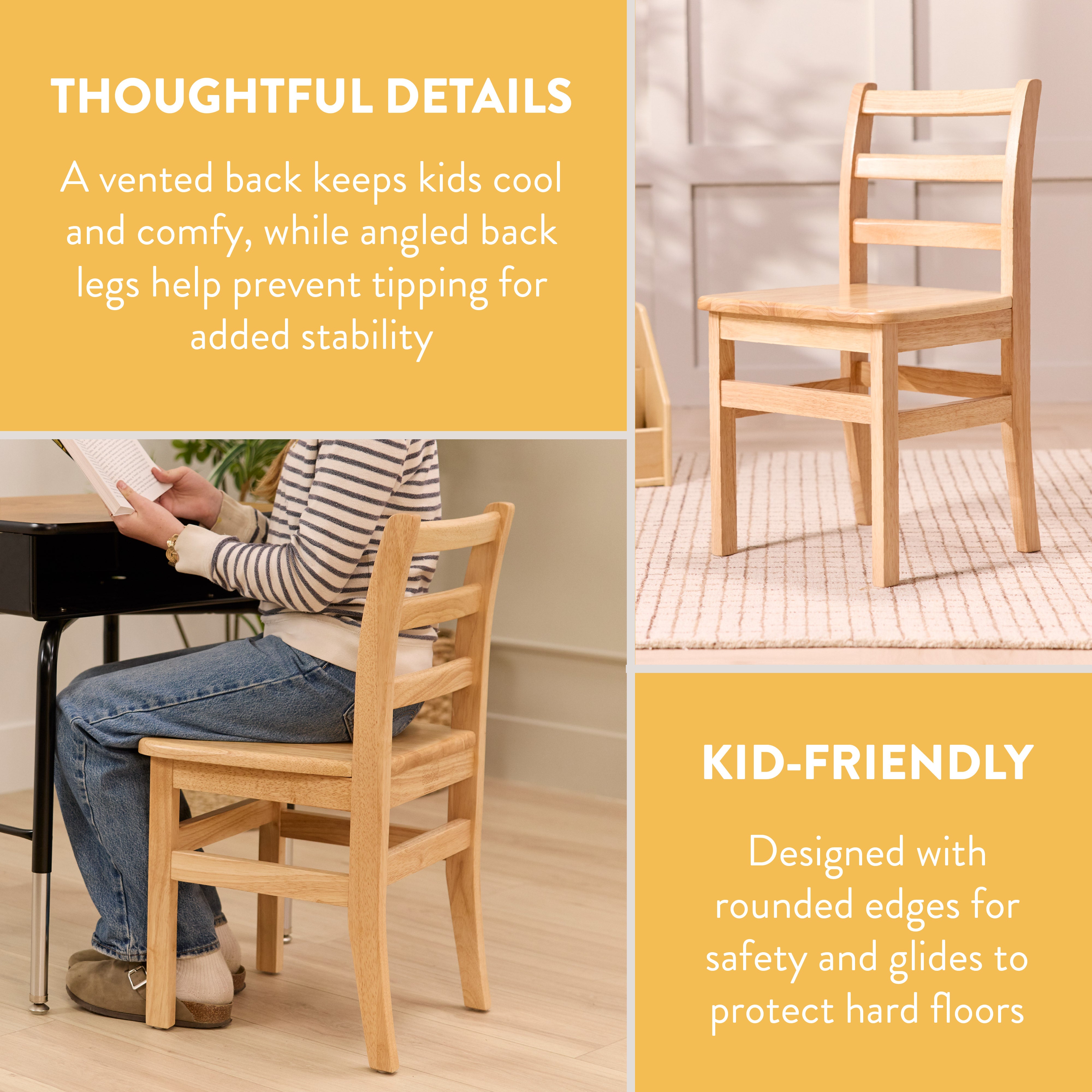 Wooden Ladderback Chairs, 2-Pack