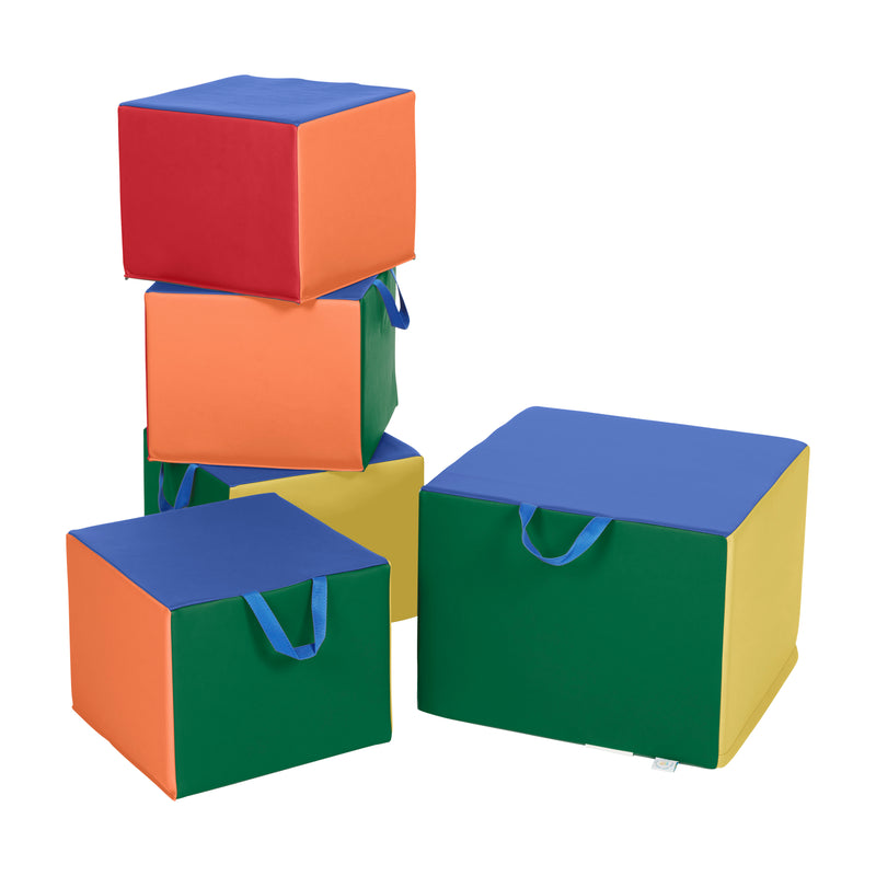 Cozy Cube Seating Set, Flexible Foam Seats with Handles, 5-Piece