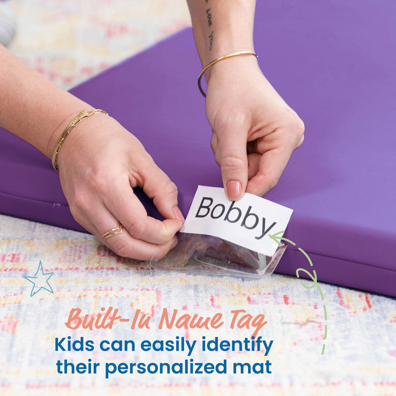 Rainbow Rest Nap Mats, Clear Name Tag Holder, 2in Thick - 5-Pack