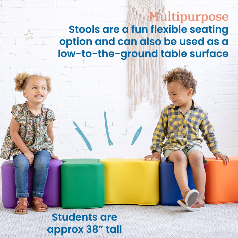 Toddler Modular Stool Set, Butterfly Shaped Foam Seats, 10in Seat Height, 6-Piece
