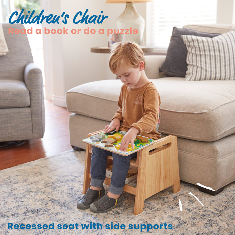 Sit or Step Stool, Kids Furniture, Natural