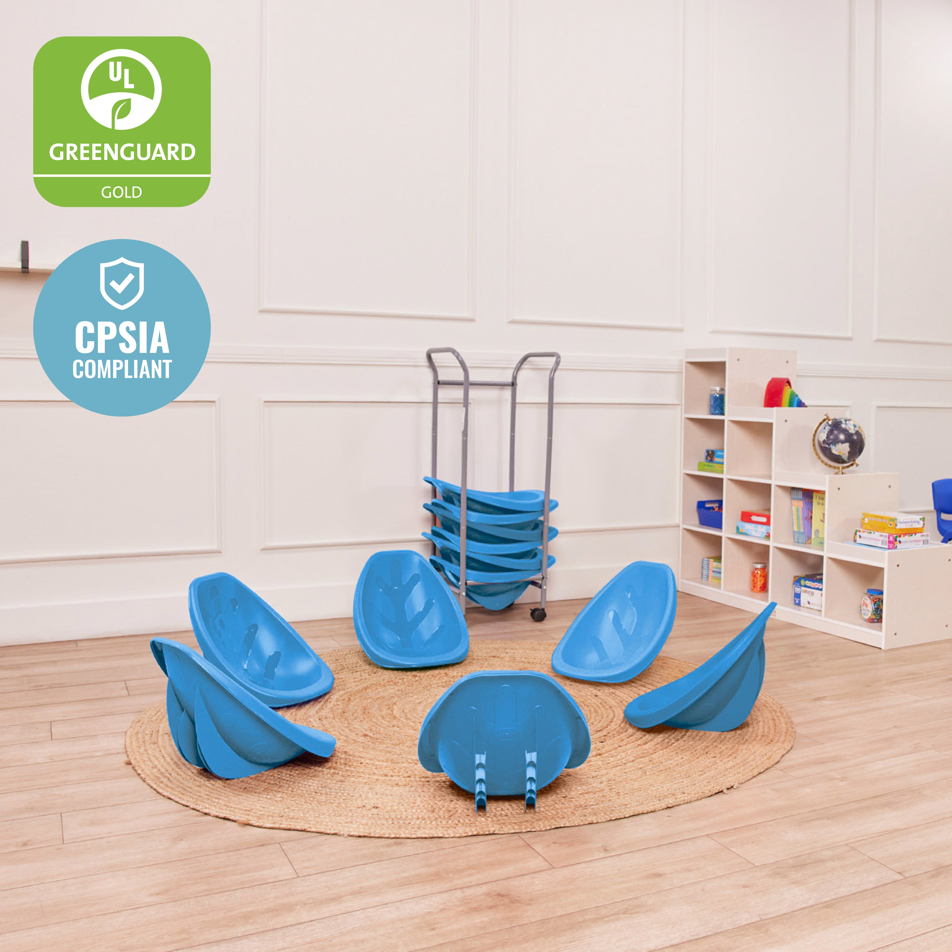 Mobile Leaf Seat Cart with 12 Leaf Floor Seats, Flexible Seating