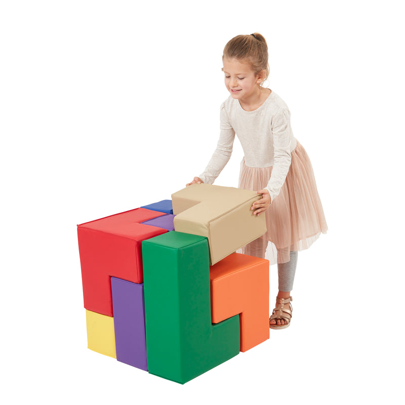 Brainy Soft Foam Blocks, Soma Puzzle Cube, 7-Piece