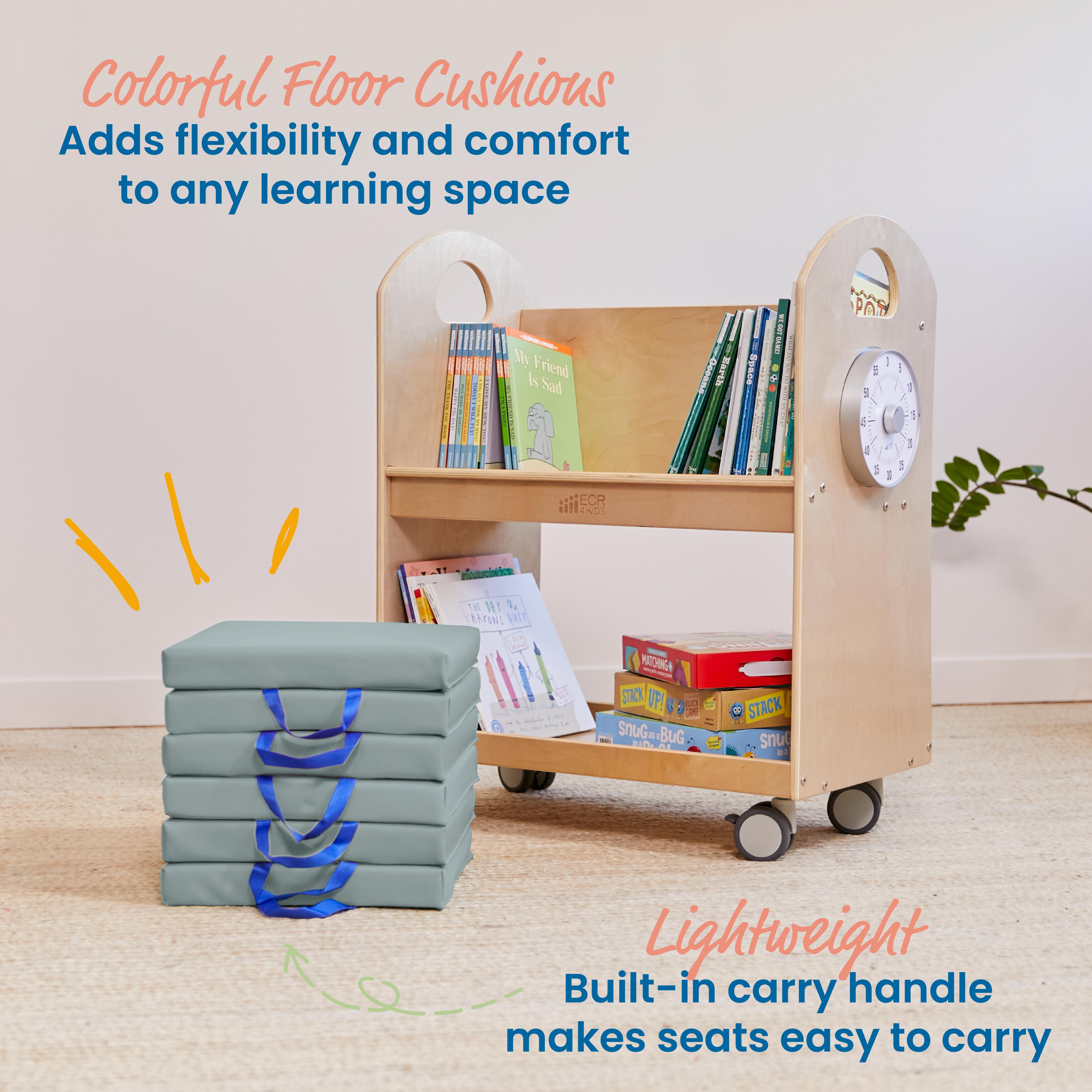 Square Floor Cushions with Handles, Classroom Flexible Seating, 6-Piece