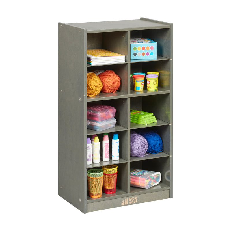 10 Cubby Mobile Tray Storage Cabinet, 5x2, Classroom Furniture