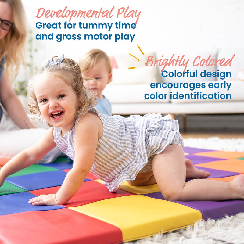 Patchwork Toddler Activity Mat, Folding Tummy Time Foam Playmat