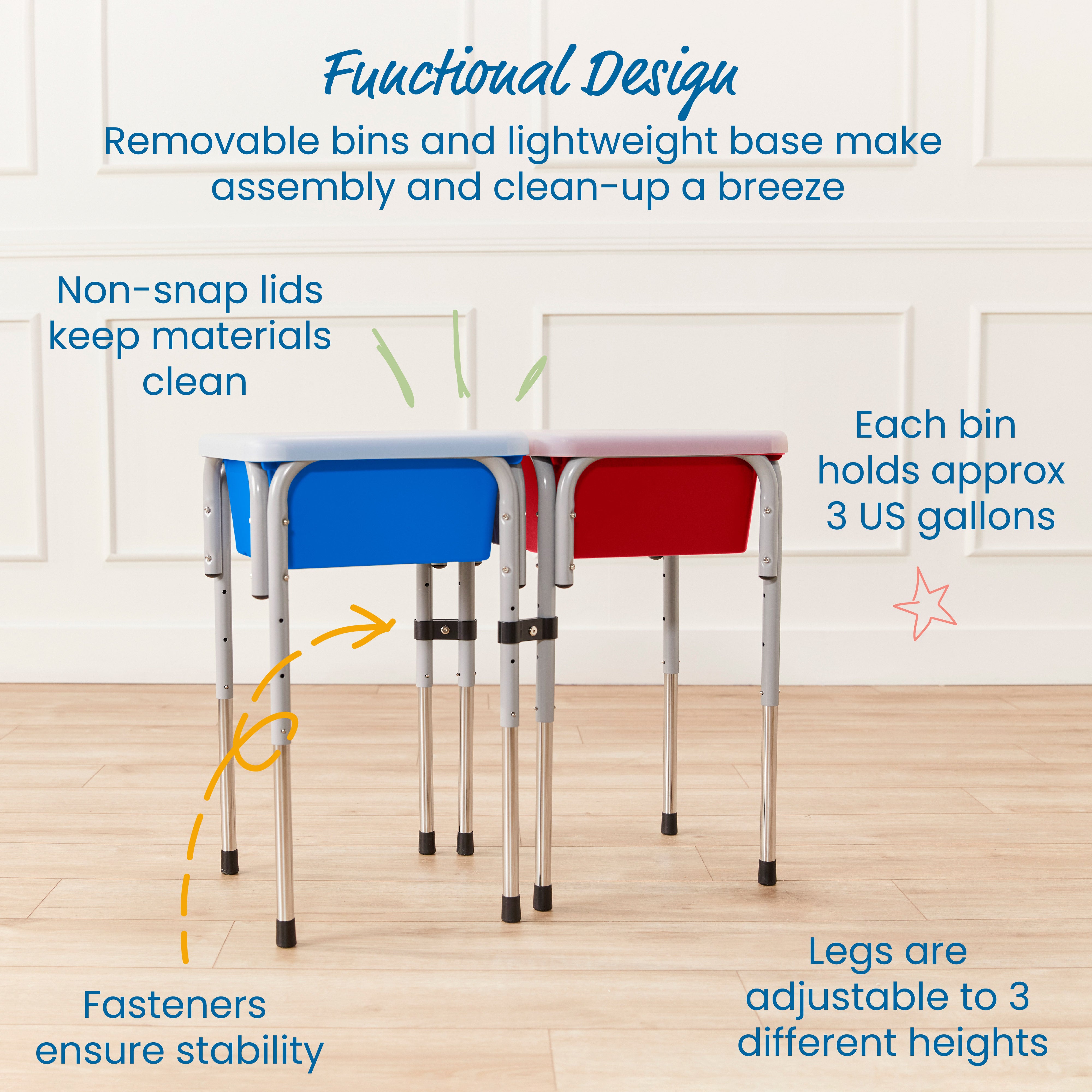 2-Station Sand and Water Adjustable Play Table, Sensory Bins