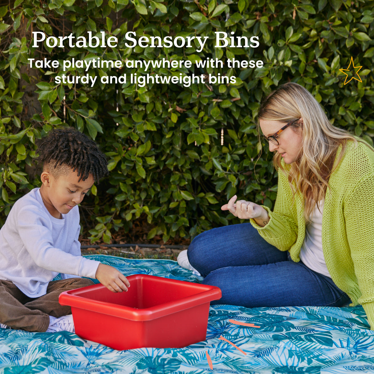 Stackable Square Bins with Non-Snap Lids, 2-Pack