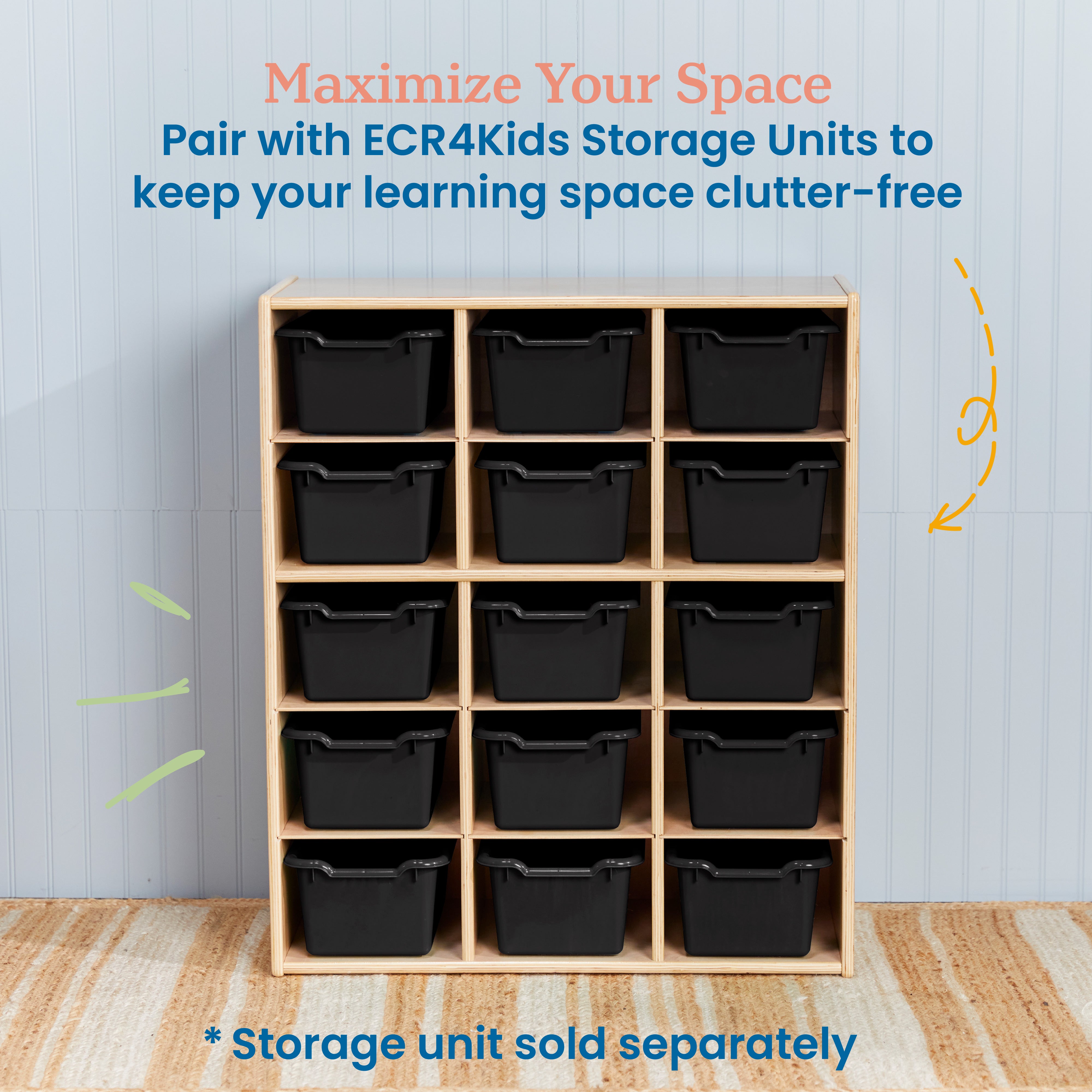 Scoop Front Storage Bins, Multipurpose Organization, 15-Pack
