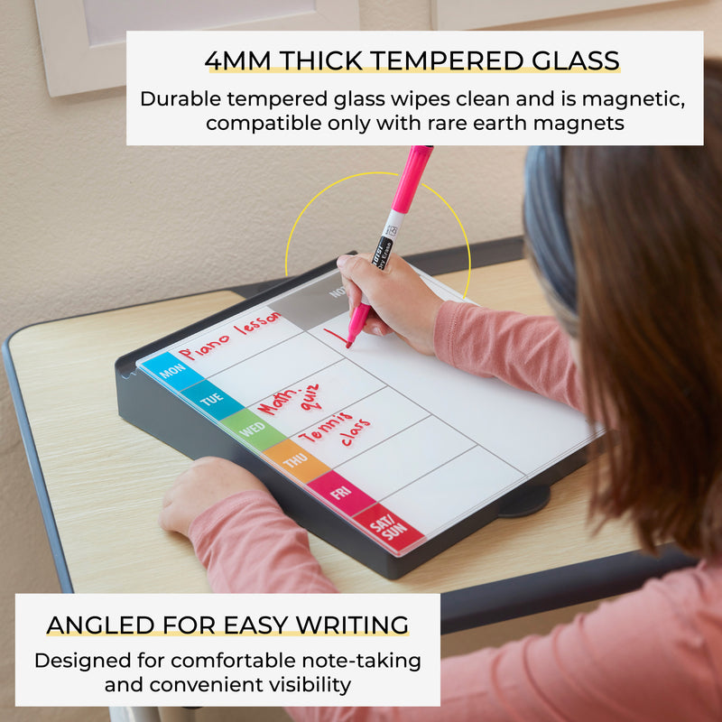 Keyboard Write and Store, Desktop Dry-Erase with Storage and Colorful Weekly Calendar