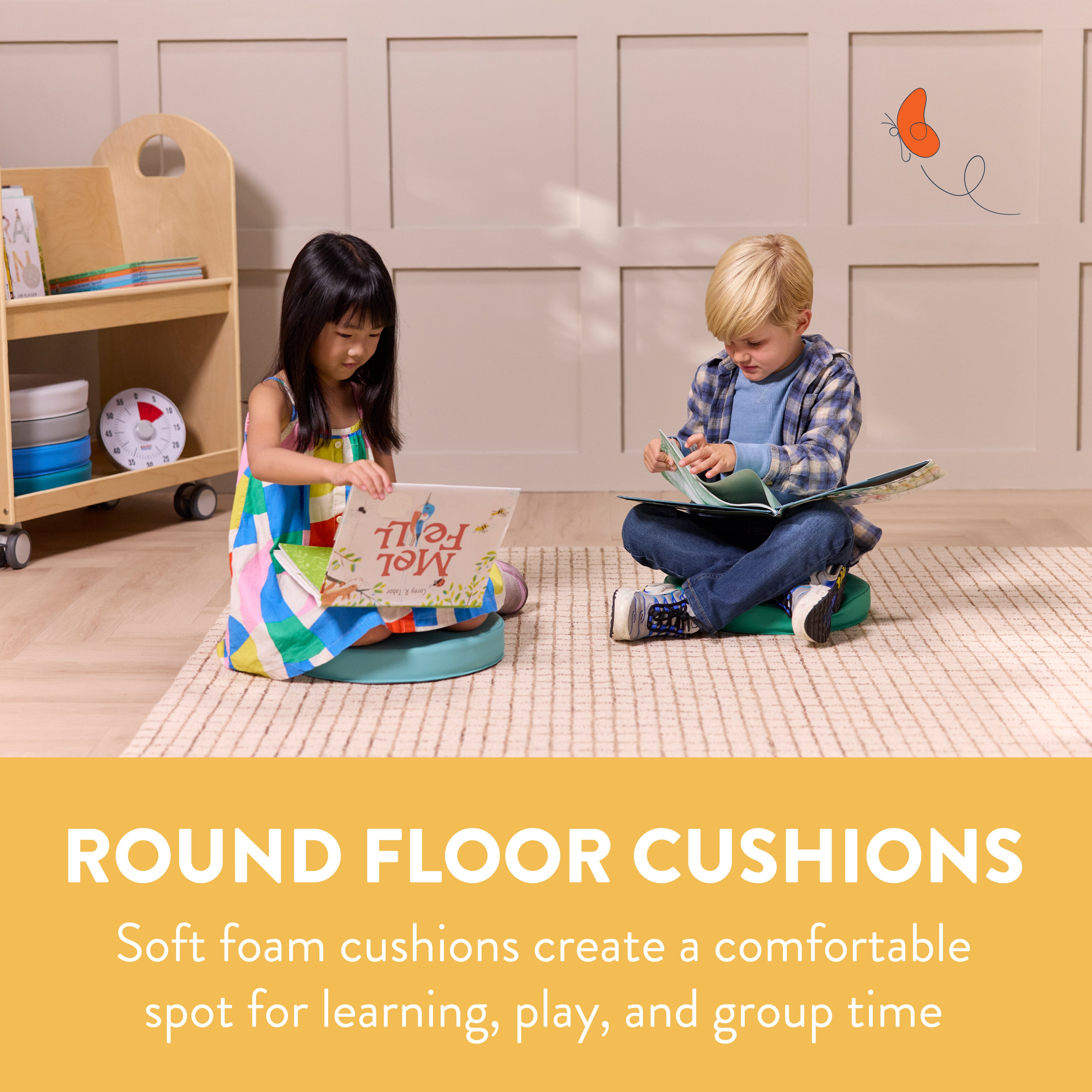 Round Floor Cushions with Handles, 6-Piece