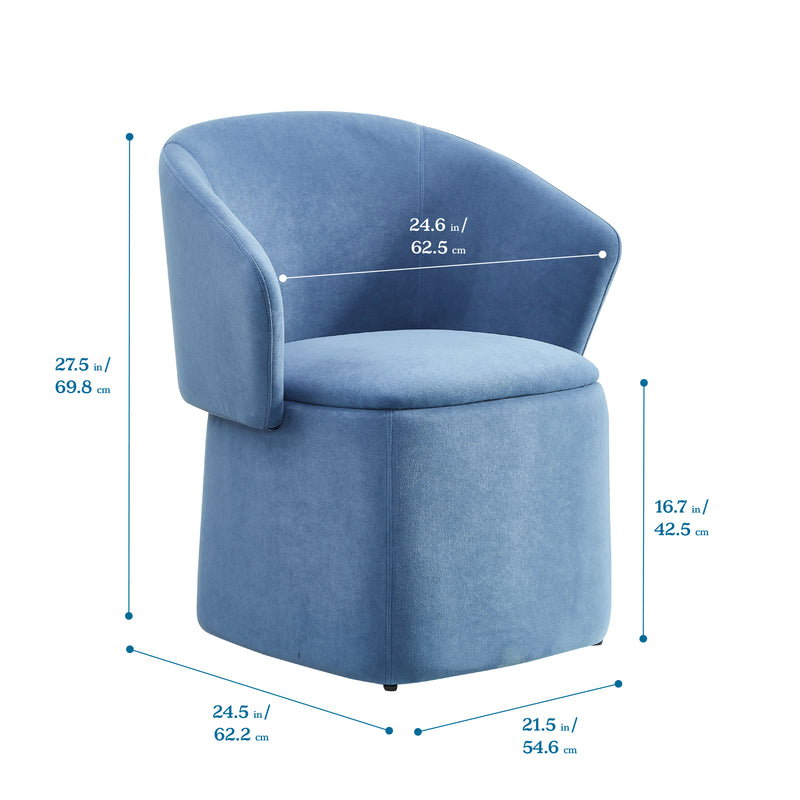 Flip-Back Vanity Stool, Upholstered Ultrasuede Chair with Adjustable Back, Ottoman with Storage