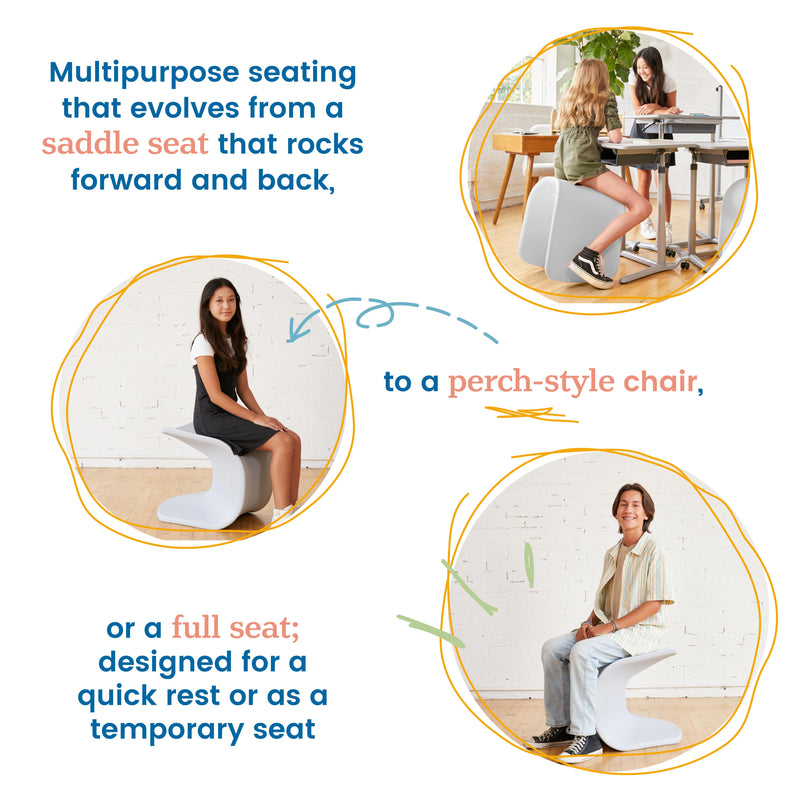 Wave Seat, Active Learning Chair, Flexible Seating, 18in - 19.6in Seat Height