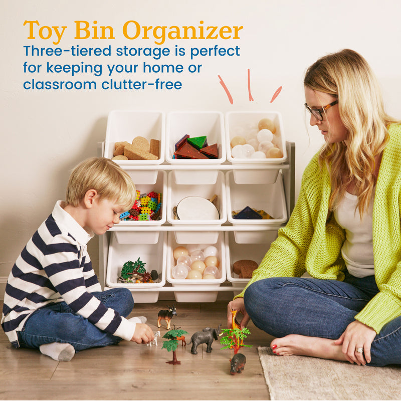 3-Tier Organizer with 9 Bins, Toy Storage