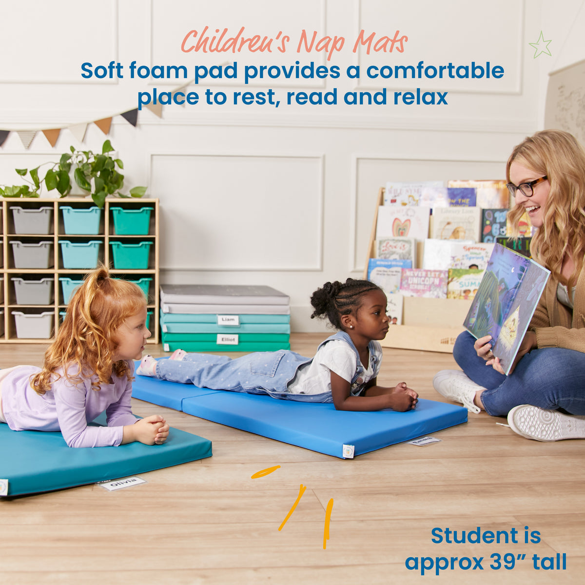 Rest Mat Cart with 25  Folding Rainbow Rest Mats
