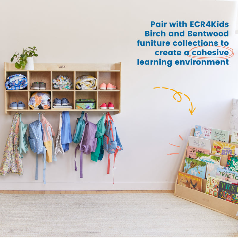 10-Section Hanging Coat Locker with Shelf and 10 Scoop Front Storage Bins