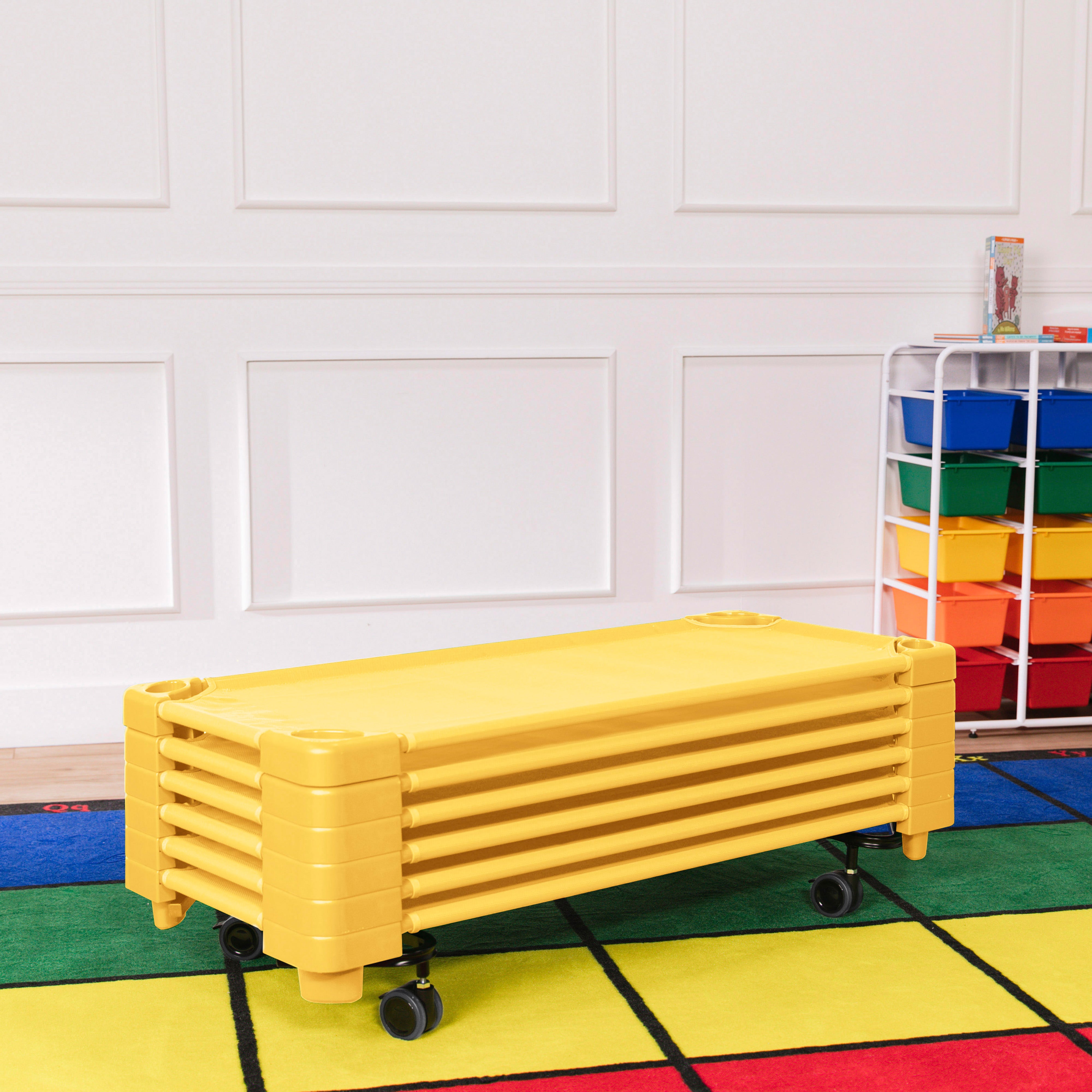Stackable Kiddie Cots with Trolley, RTA, Standard, 6-Pack
