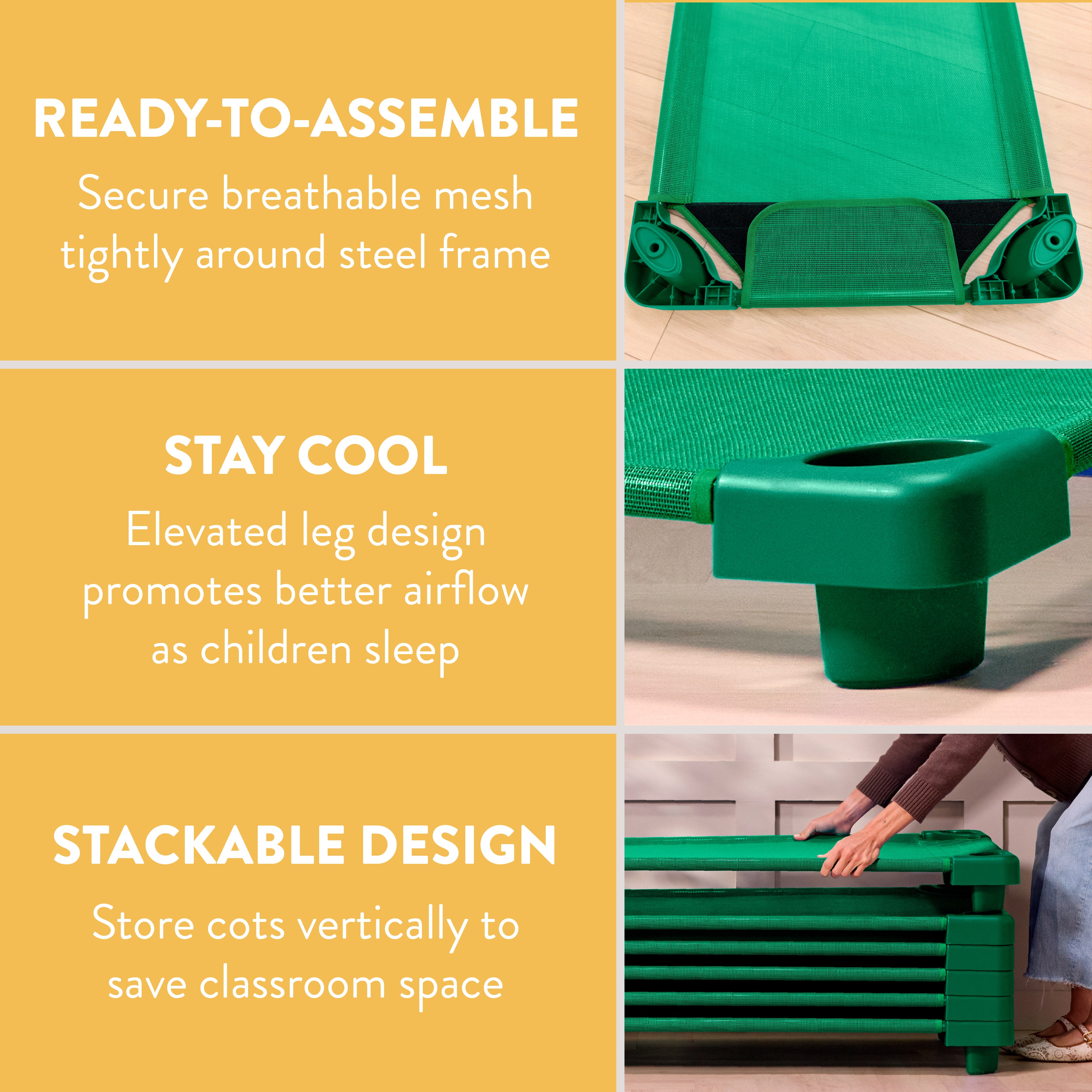 Sleepline Stackable Cots, Ready-to-Assemble, 6-Pack