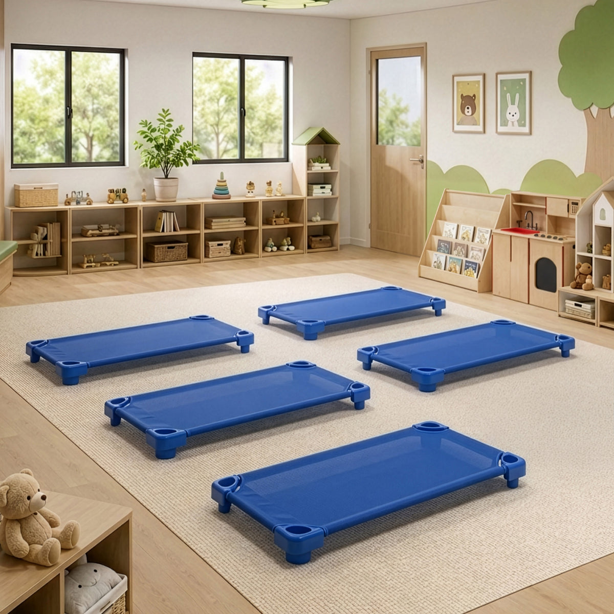 Stackable Kiddie Cots, Fully Assembled, Standard Size, 52 x 23-Inch, 5-Pack