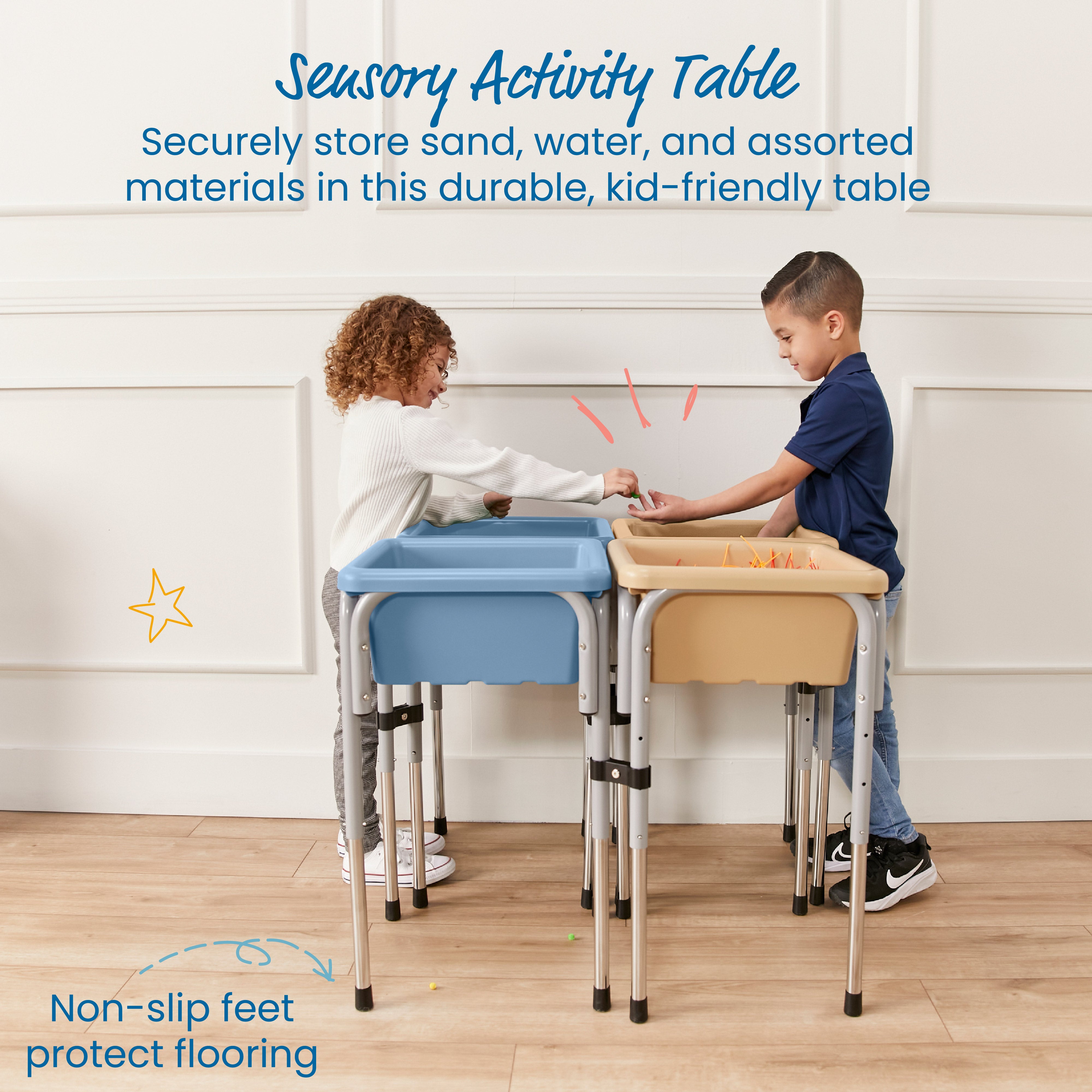 4-Station Sand and Water Adjustable Play Table, Sensory Bins