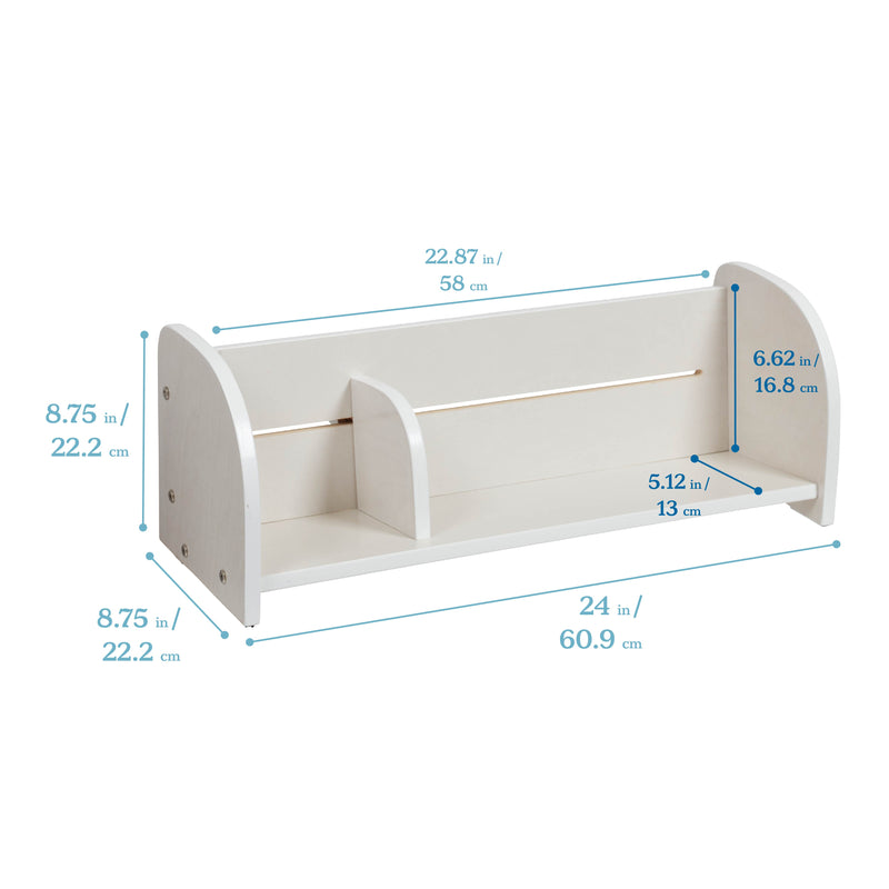 Tabletop Book Display, Library Storage Organizer with Adjustable Book Stop