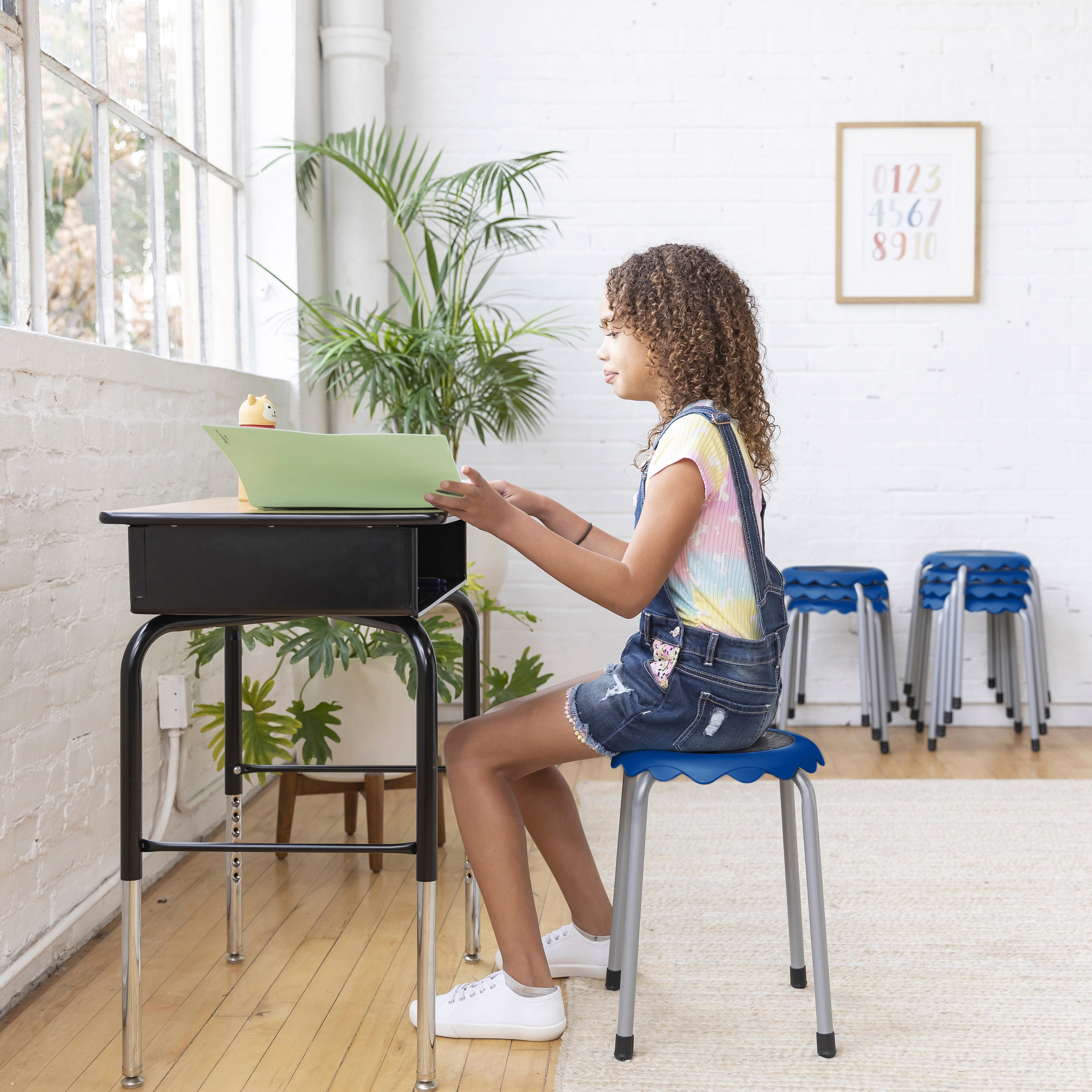 Daisy Stackable Stool with Glides Seating Set, 8-Piece