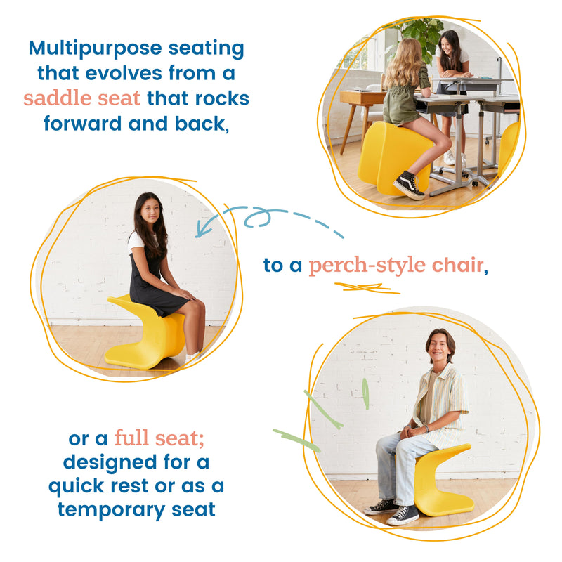 Wave Seat, Active Learning Chair, Flexible Seating, 18in - 19.6in Seat Height
