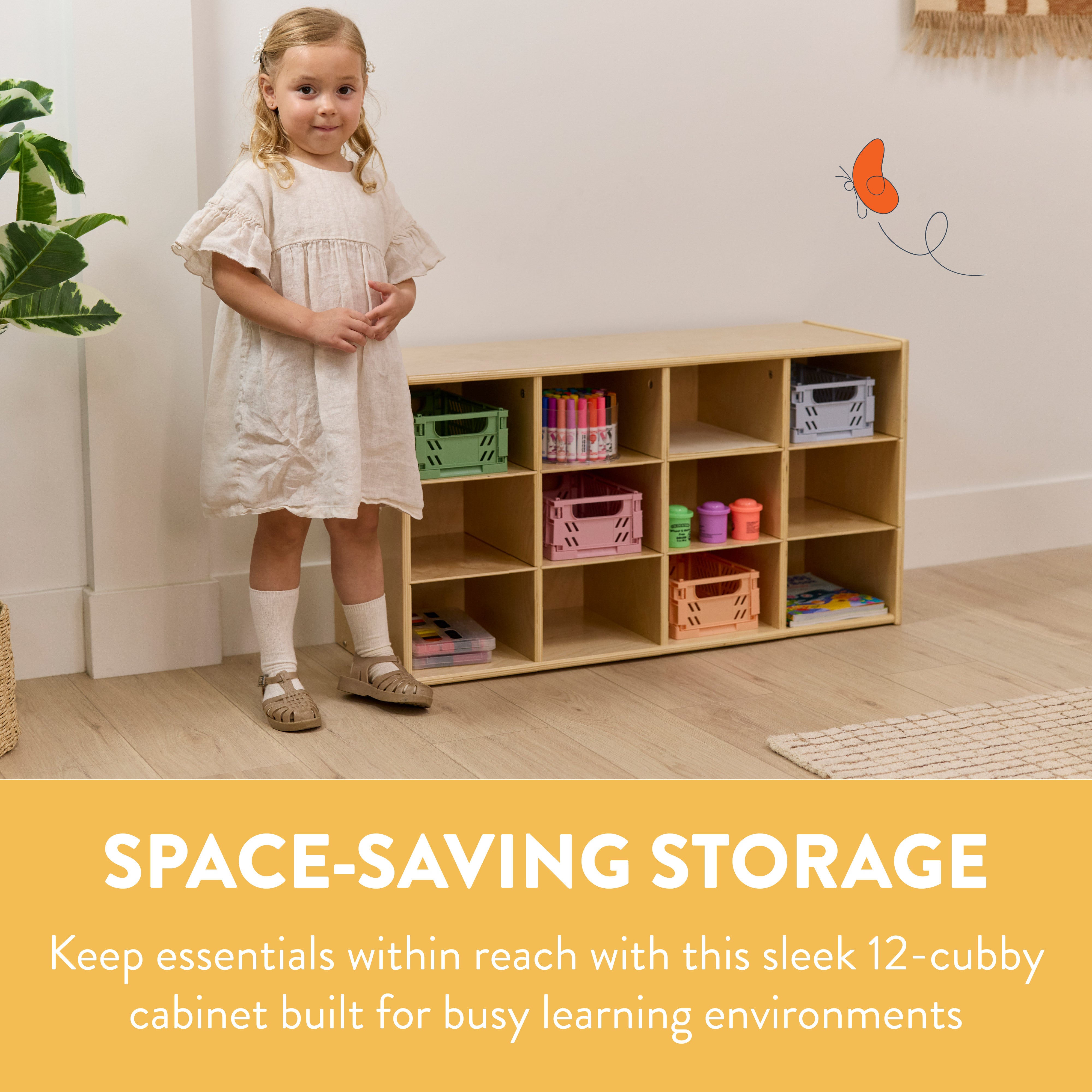 Sleekline 12-Compartment Cubby Storage Cabinet, 3x4