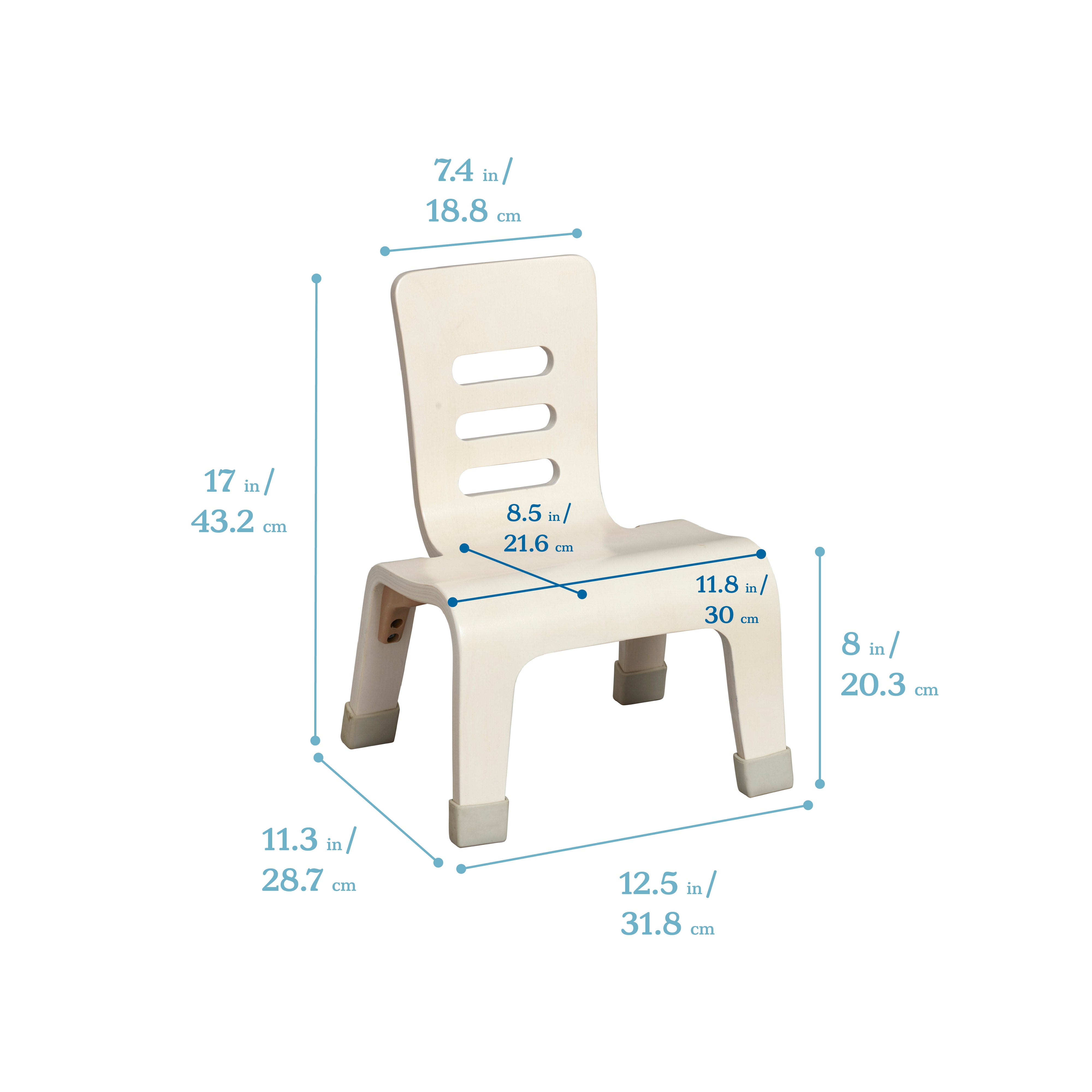 Bentwood Chair, 8in Seat Height, Stackable Seats, 2-Pack