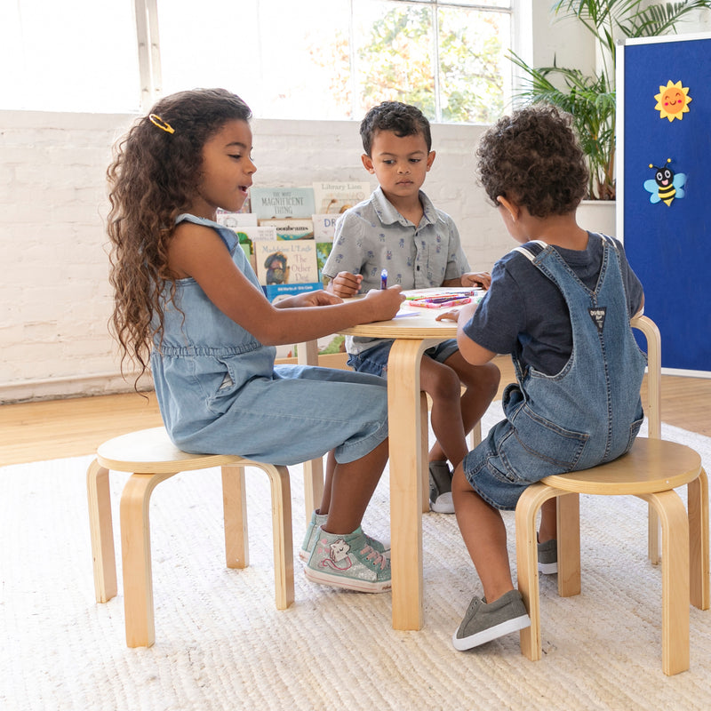 ECR4Kids Bentwood Stacking Stools for Kids, Flexible Seating, 12" Height, 6-Piece