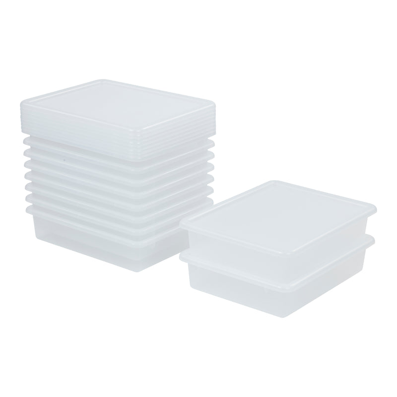 Letter Size Tray with Lid, Flat Storage Bin, 10-Pack