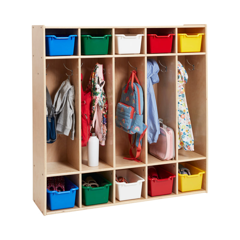 Streamline 5-Section Coat Locker with Scoop Front Storage Bins, Classroom Furniture